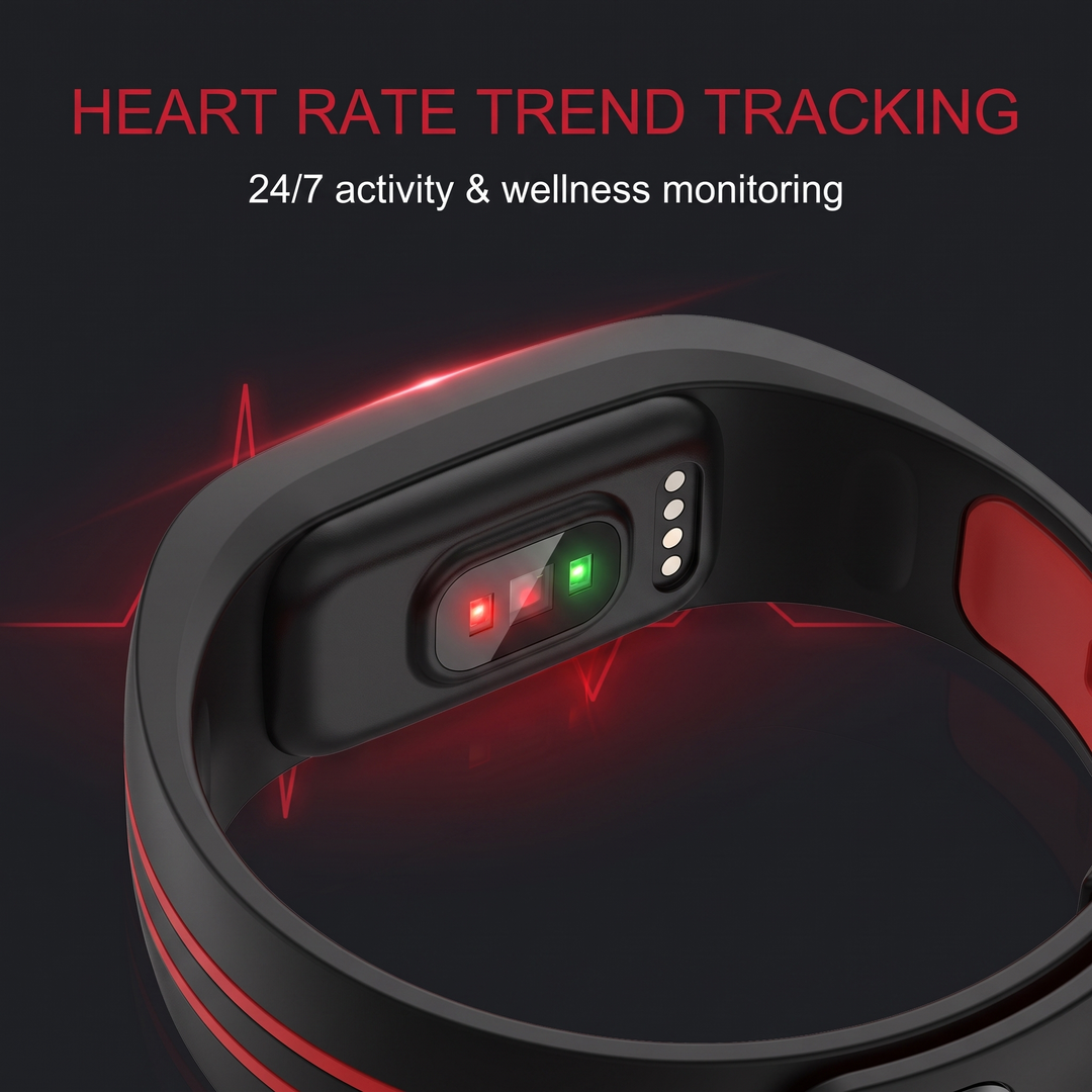PHYSIOATHLETX Smart Fitness Band optical sensor for 24/7 heart rate trend tracking