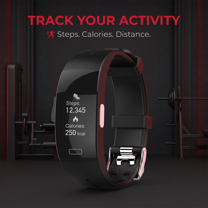Smart fitness band display tracking steps, calories and distance for daily activity