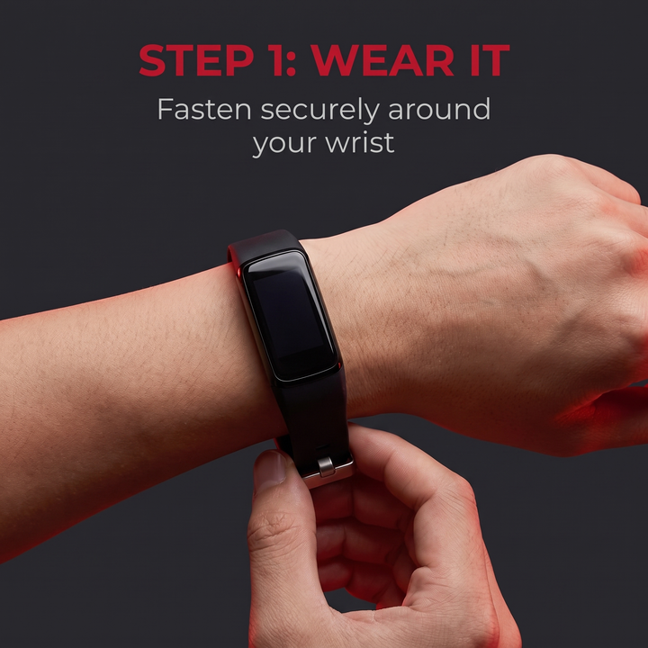 Step 1: fasten the smart fitness band securely around your wrist