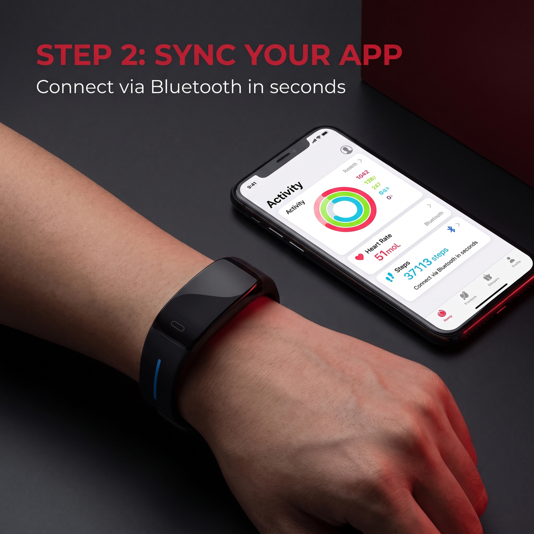 Step 2: sync the smart fitness band with your smartphone app via Bluetooth