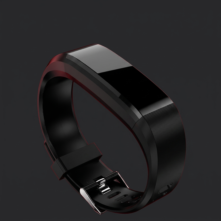 PHYSIOATHLETX smart fitness band in black, sleek activity tracker for workouts and daily wear