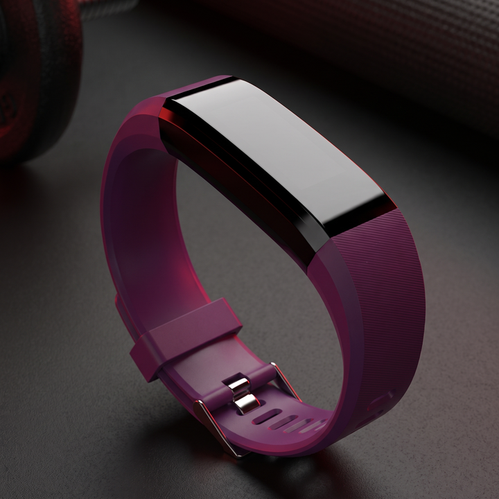 PHYSIOATHLETX smart fitness band in purple, sleek all-day wearable fitness tracker