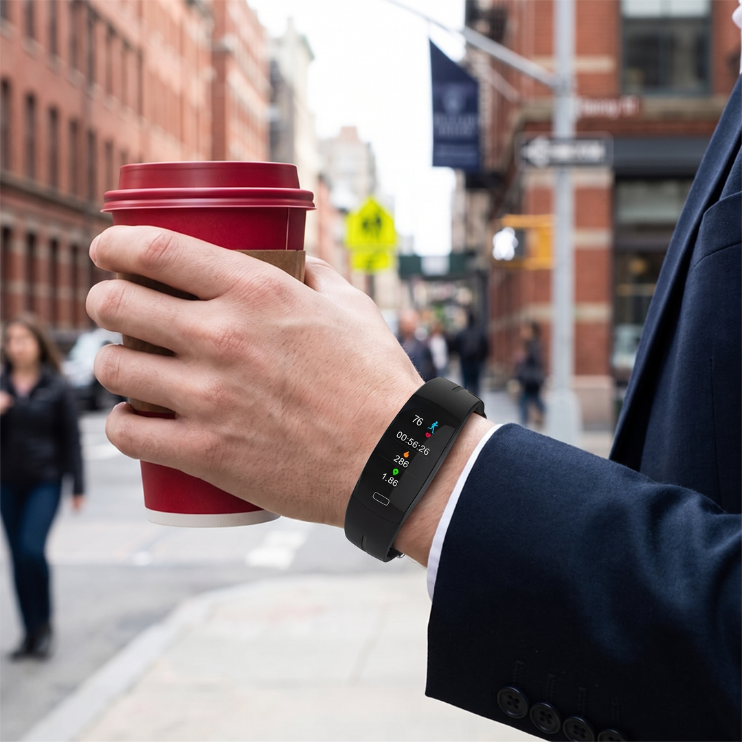 Smart fitness band worn during a daily commute and everyday activity