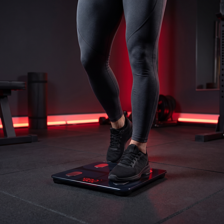 Stepping onto the scale after a home workout