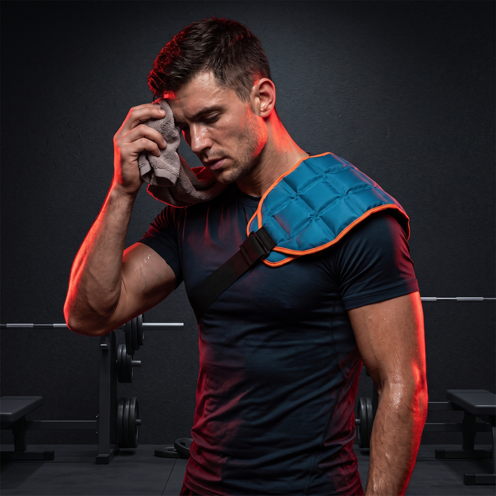 Athlete using the recovery wrap after a workout