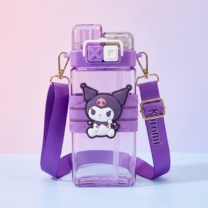 Kawaii Cartoon Straw Tumbler Cup - Kuromi-B Design