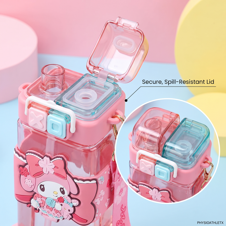 Kawaii Cartoon Straw Tumbler Cup - Secure Spill-Resistant Lid Feature