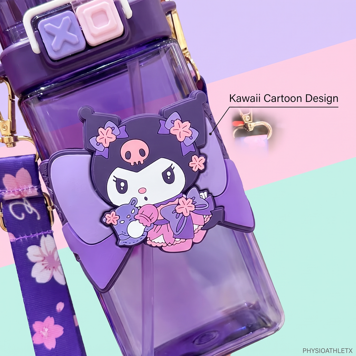 Kawaii Cartoon Straw Tumbler Cup - Cute Character Design Detail