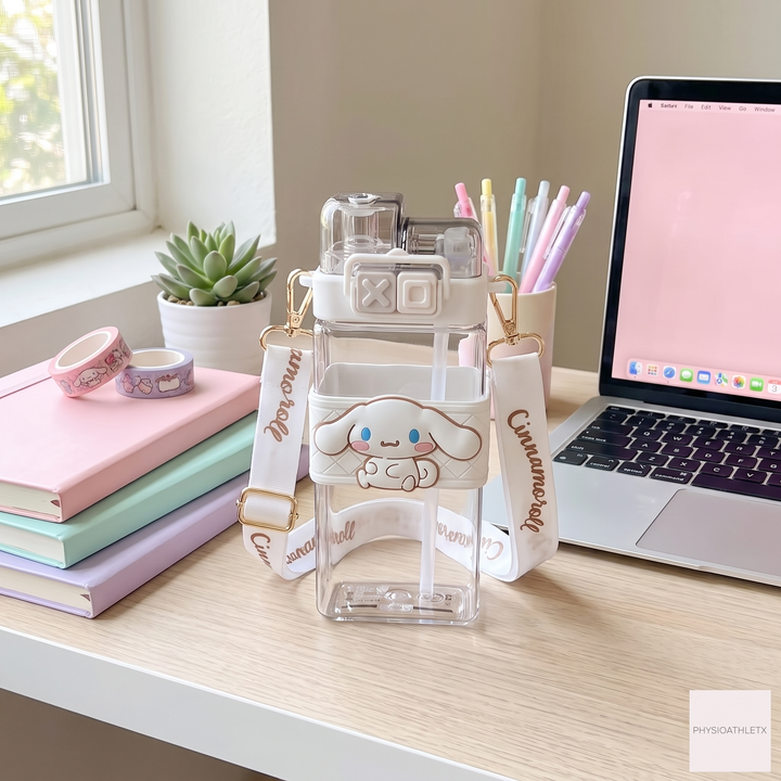 Kawaii Cartoon Straw Tumbler Cup - Desk Lifestyle Scene