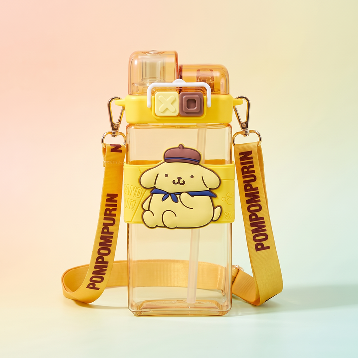 Kawaii Cartoon Straw Tumbler Cup - Pompompurin Design