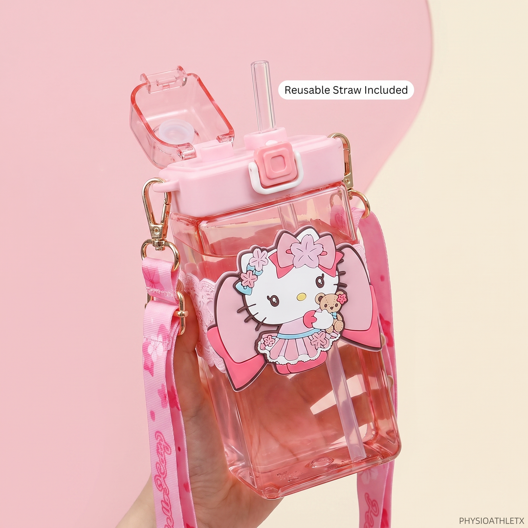 Kawaii Cartoon Straw Tumbler Cup - Reusable Straw Feature