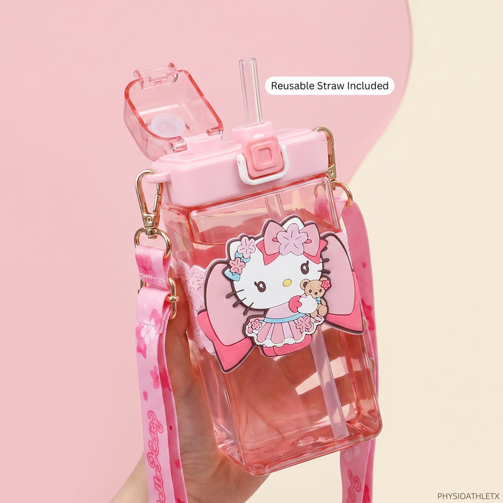 Kawaii Cartoon Straw Tumbler Cup - Reusable Straw Feature