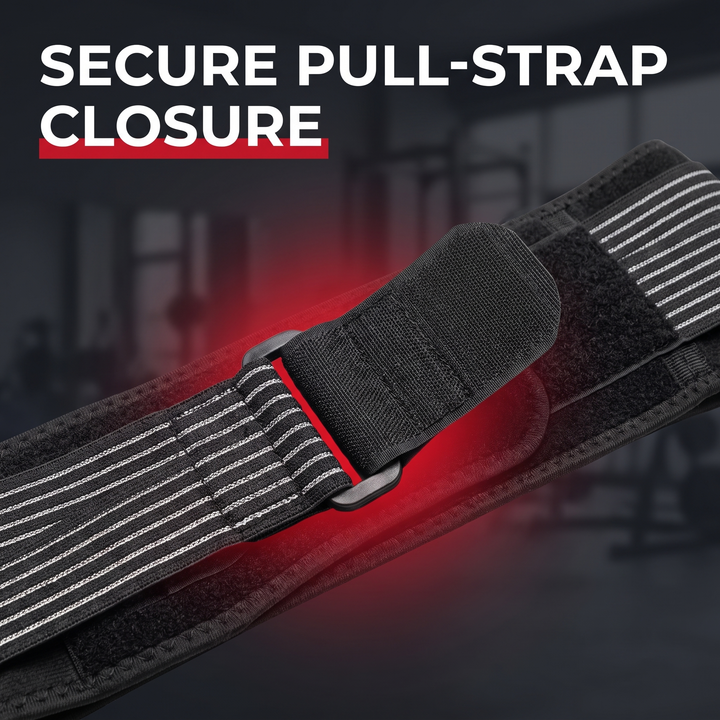 Secure pull-strap closure locks in targeted compression