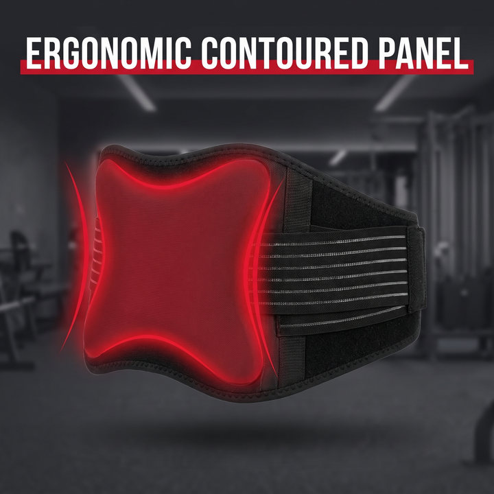 Ergonomic contoured panel supports posture and pelvic alignment