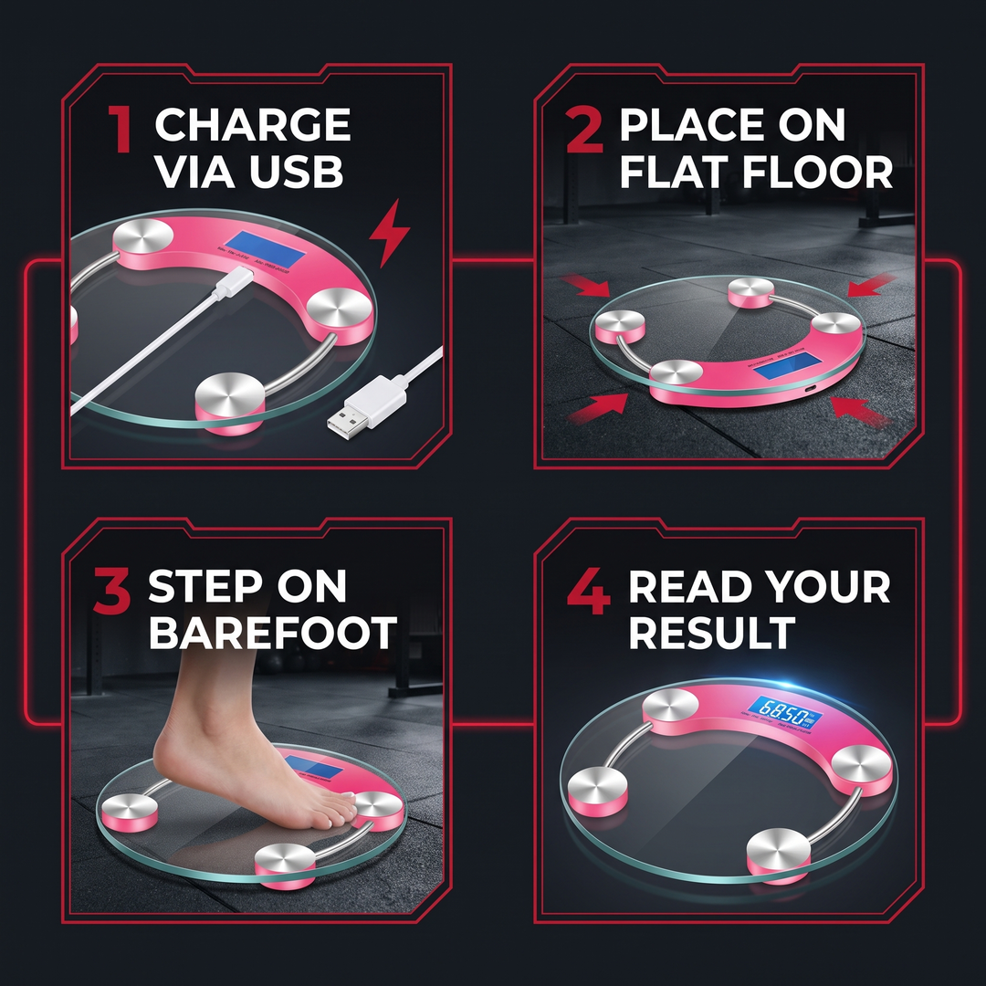 How it works - charge, place, step on, track your fitness journey