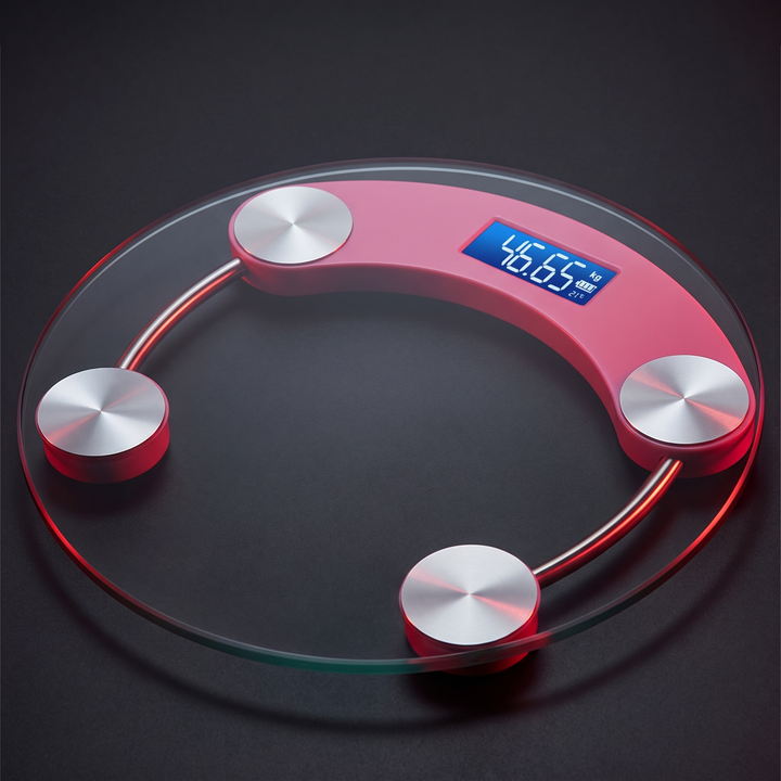Top-down view of precision digital body weight scale