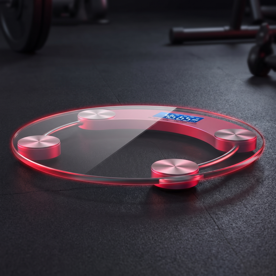 Slim low-profile design - compact fitness scale side view
