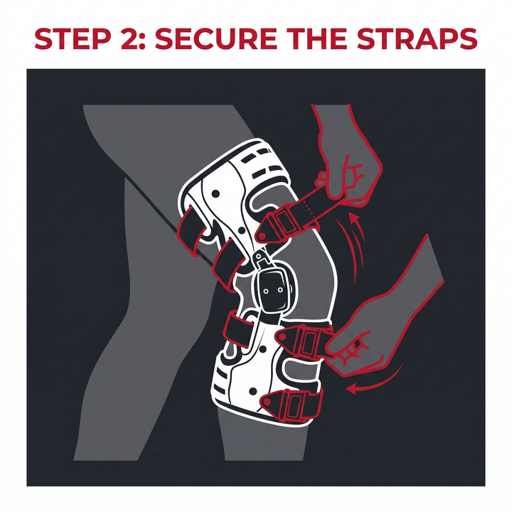 Adjustable OA Unloader Knee Brace - how it works step 2 secure the straps