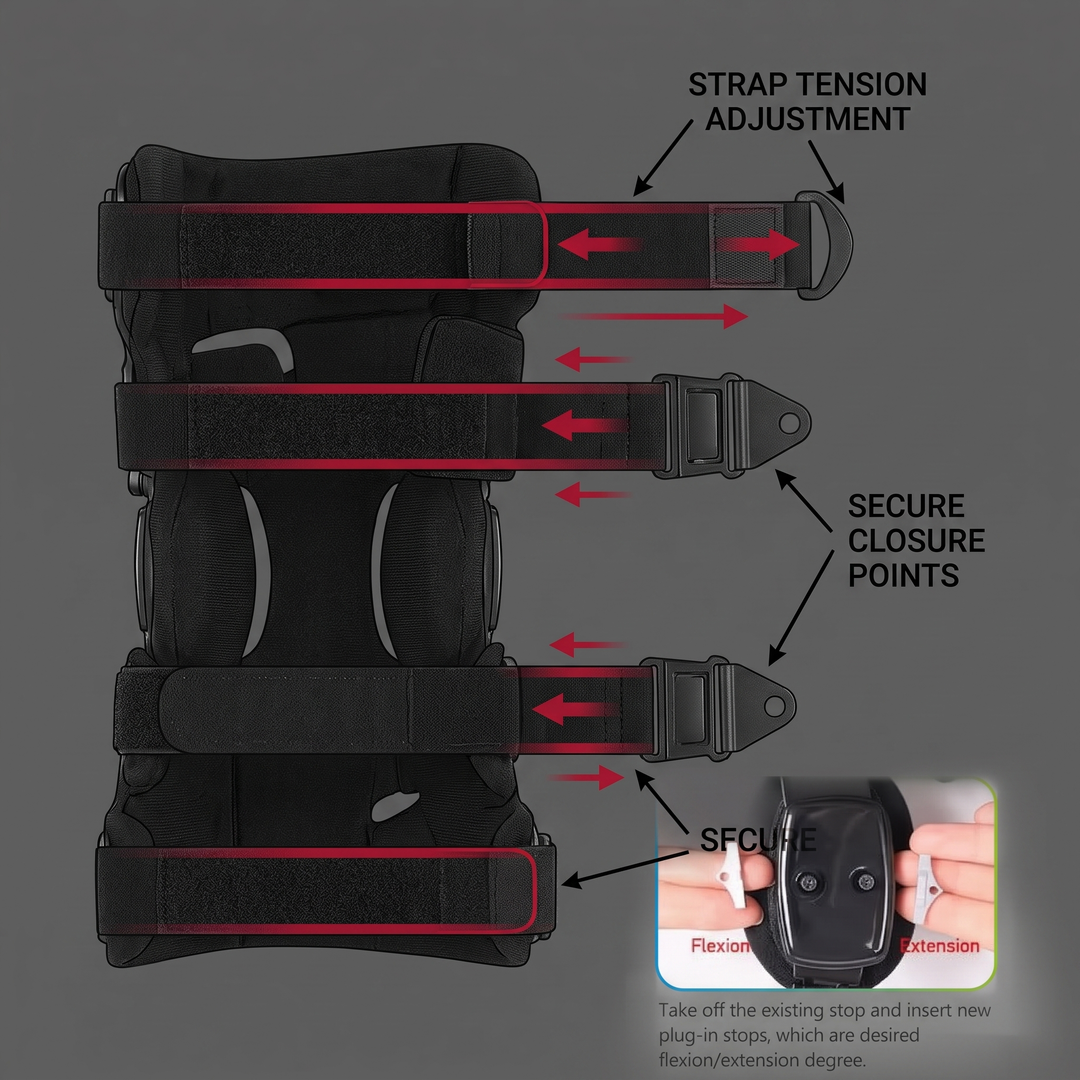 Mechanical diagram of strap tension adjustment and closure points