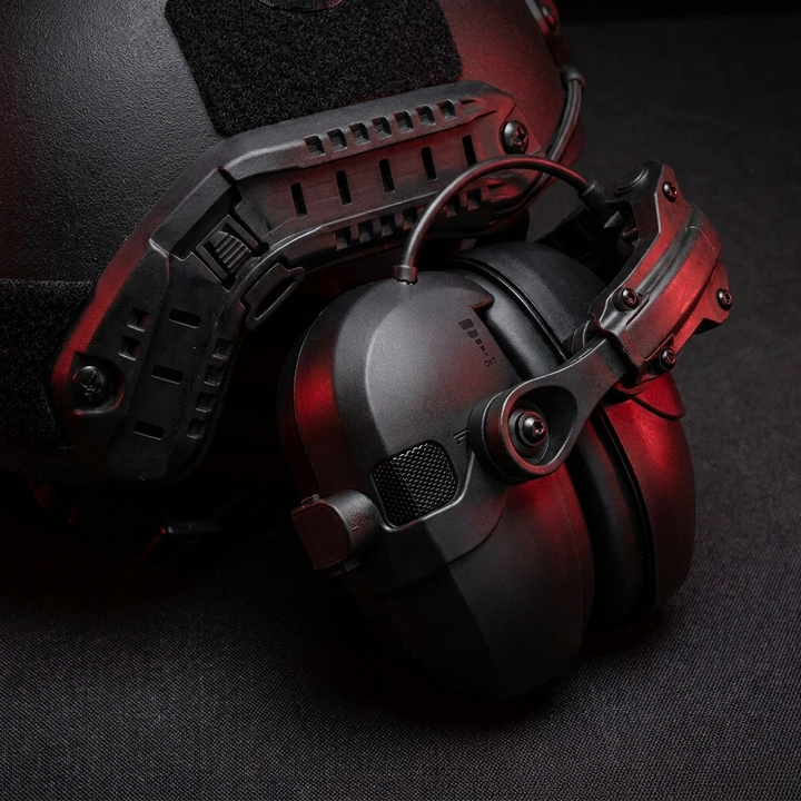 Professional Tactical Helmet Headset Active Noise Cancelling Ear Protection - Black Hero Shot