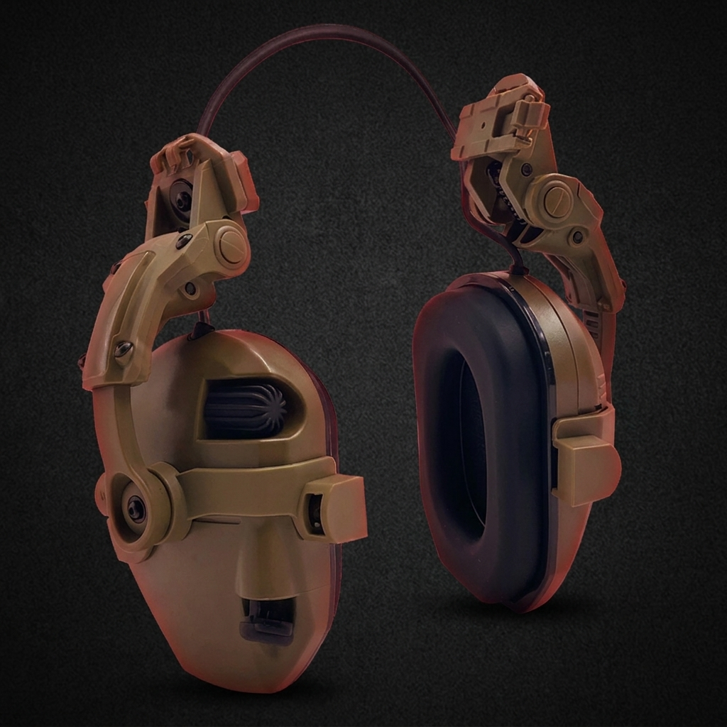 Professional Tactical Helmet Headset Active Noise Cancelling Ear Protection - Desert Tan Color Variant
