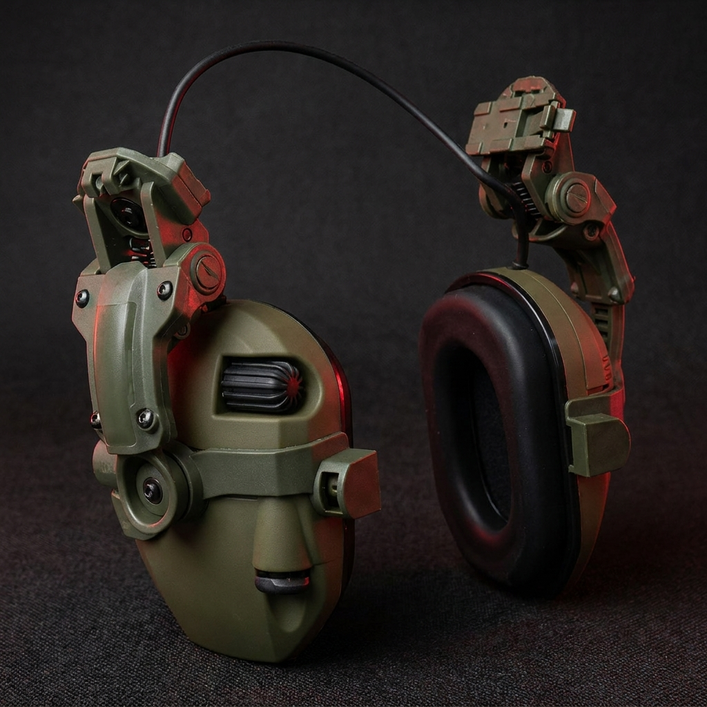 Professional Tactical Helmet Headset Active Noise Cancelling Ear Protection - Green Color Variant