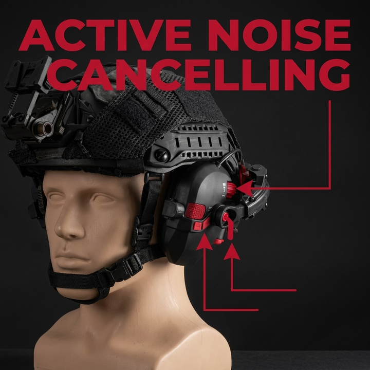 Professional Tactical Helmet Headset Active Noise Cancelling Ear Protection - Active Noise Cancelling Feature