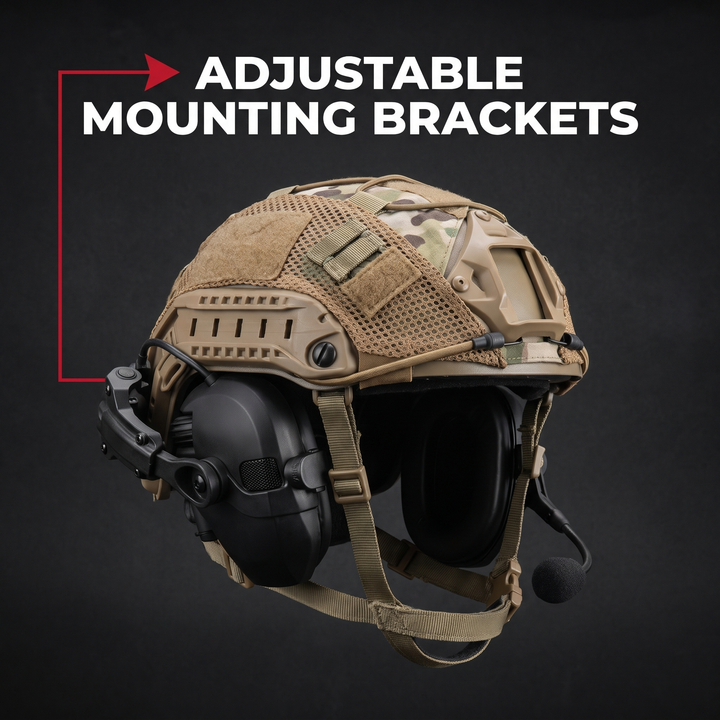 Professional Tactical Helmet Headset Active Noise Cancelling Ear Protection - Adjustable Mounting Brackets Feature