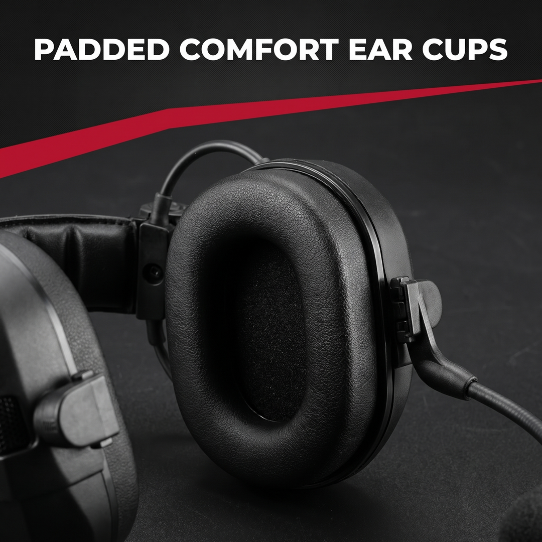 Professional Tactical Helmet Headset Active Noise Cancelling Ear Protection - Padded Comfort Ear Cups Feature