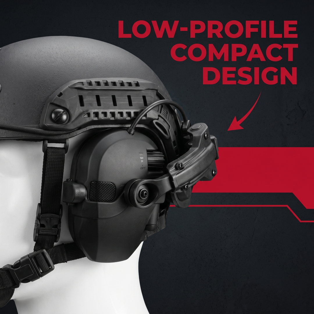 Professional Tactical Helmet Headset Active Noise Cancelling Ear Protection - Low-Profile Compact Design Feature