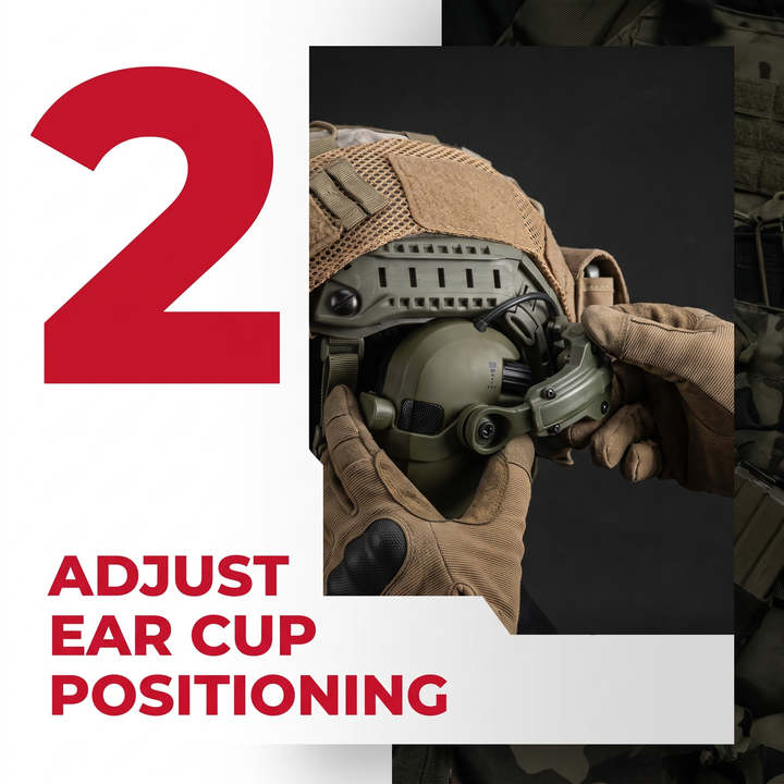 Professional Tactical Helmet Headset Active Noise Cancelling Ear Protection - How To Adjust Ear Cup Positioning Step 2