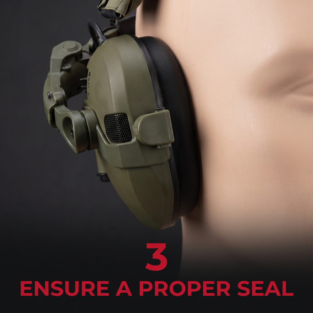 Professional Tactical Helmet Headset Active Noise Cancelling Ear Protection - How To Ensure Proper Seal Step 3