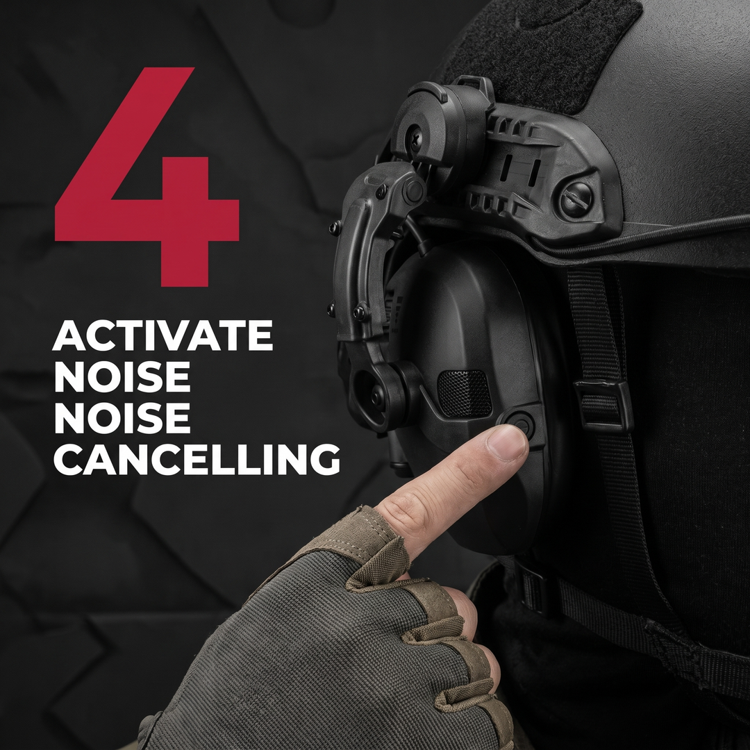 Professional Tactical Helmet Headset Active Noise Cancelling Ear Protection - How To Activate Noise Cancelling Step 4