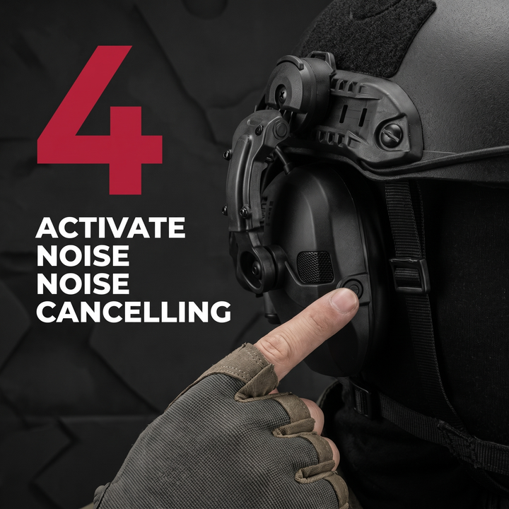 Professional Tactical Helmet Headset Active Noise Cancelling Ear Protection - How To Activate Noise Cancelling Step 4