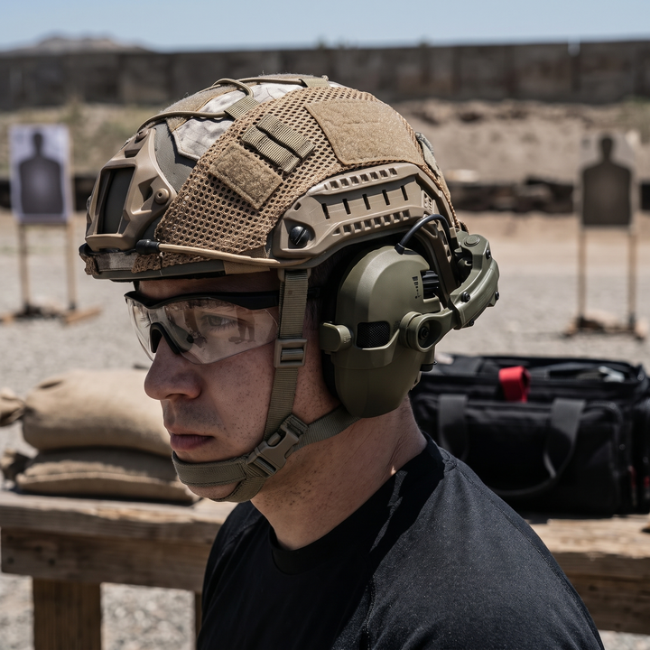 Professional Tactical Helmet Headset Active Noise Cancelling Ear Protection - Shooting Range Lifestyle