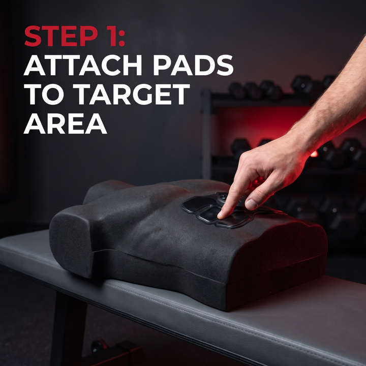 Professional EMS Electric Muscle Stimulator Wireless Hip Buttocks Abs Trainer Body Toning Fitness Massager for Home Gym Strength Recovery - step 1 attach pads to target area