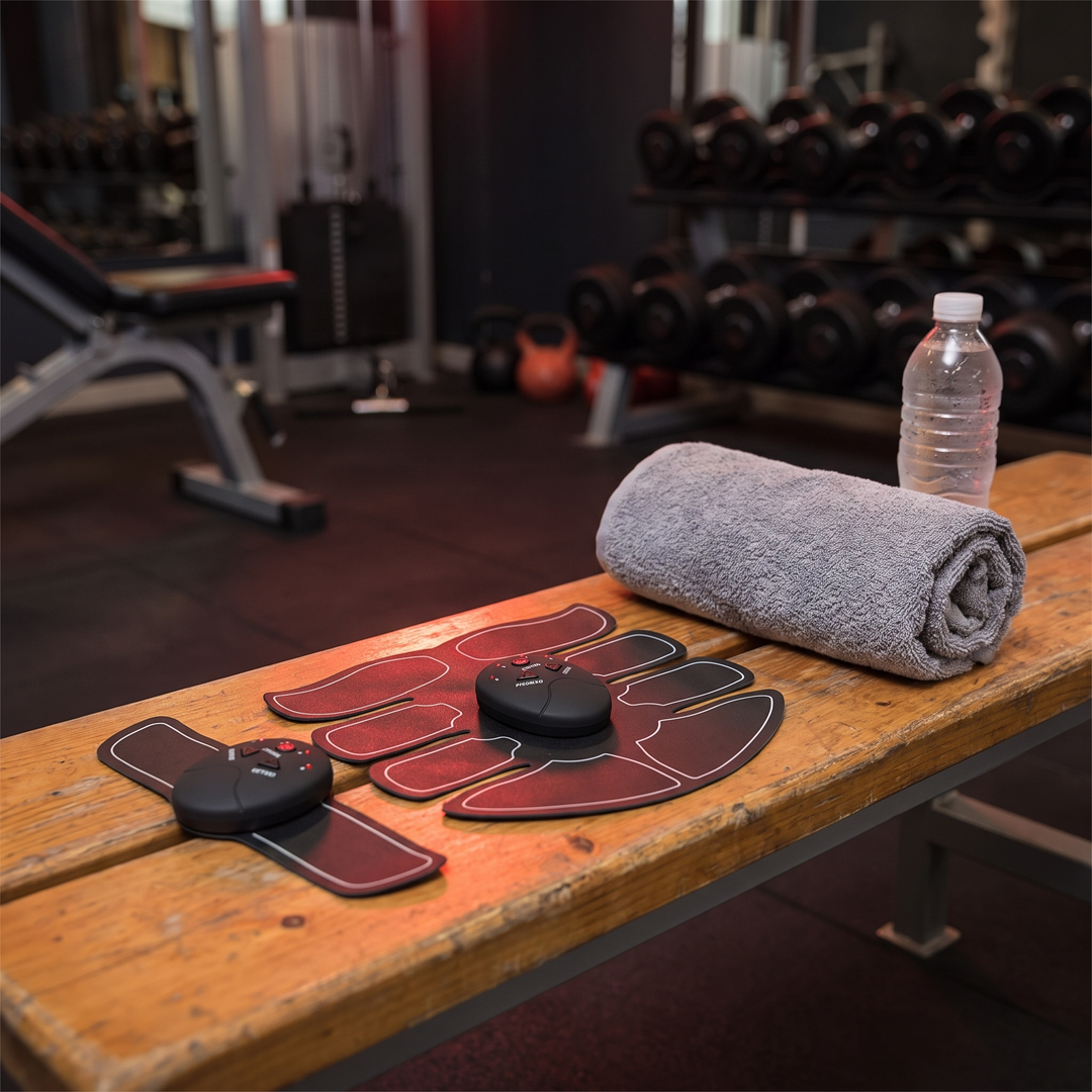 Professional EMS Electric Muscle Stimulator Wireless Hip Buttocks Abs Trainer Body Toning Fitness Massager for Home Gym Strength Recovery - gym bench lifestyle scene