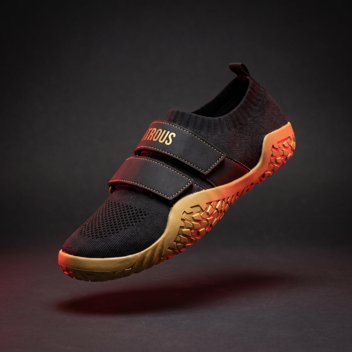 PHYSIOATHLETX weightlifting squat shoes hero shot, hard sole powerlifting gym shoe