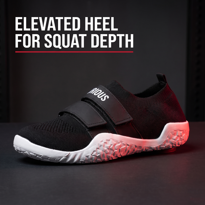 Elevated heel for squat depth feature