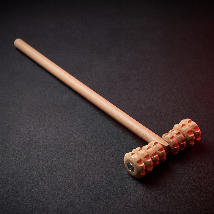 Natural Wood Handheld Back Massager Roller Tool
