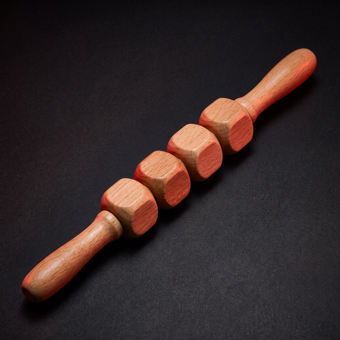 Natural Wood Multi-Wheel Self-Massage Roller Tool