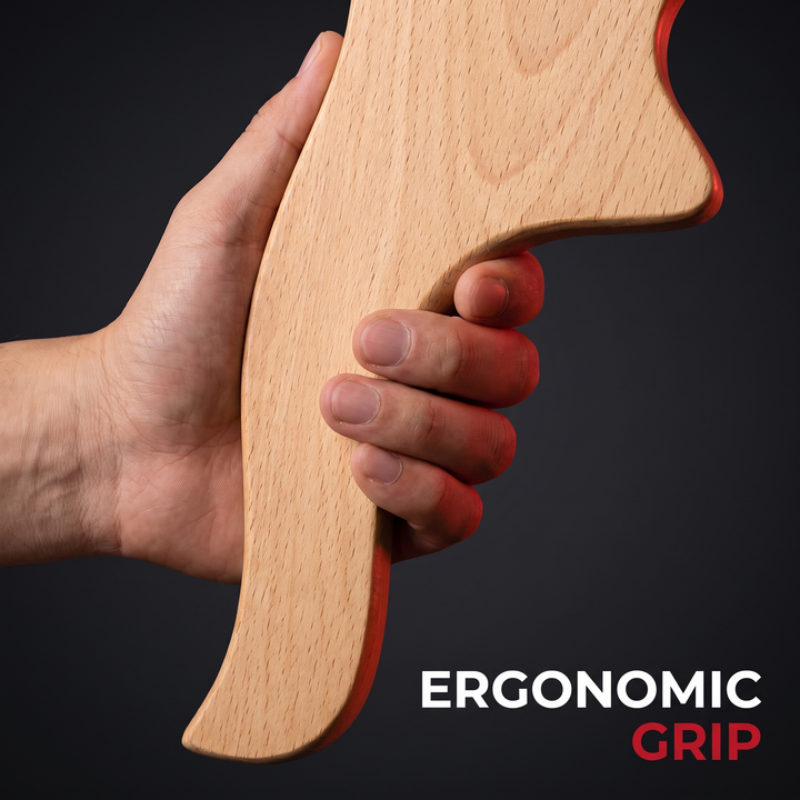 Ergonomic Wooden Handle Grip - Massage Roller Tool