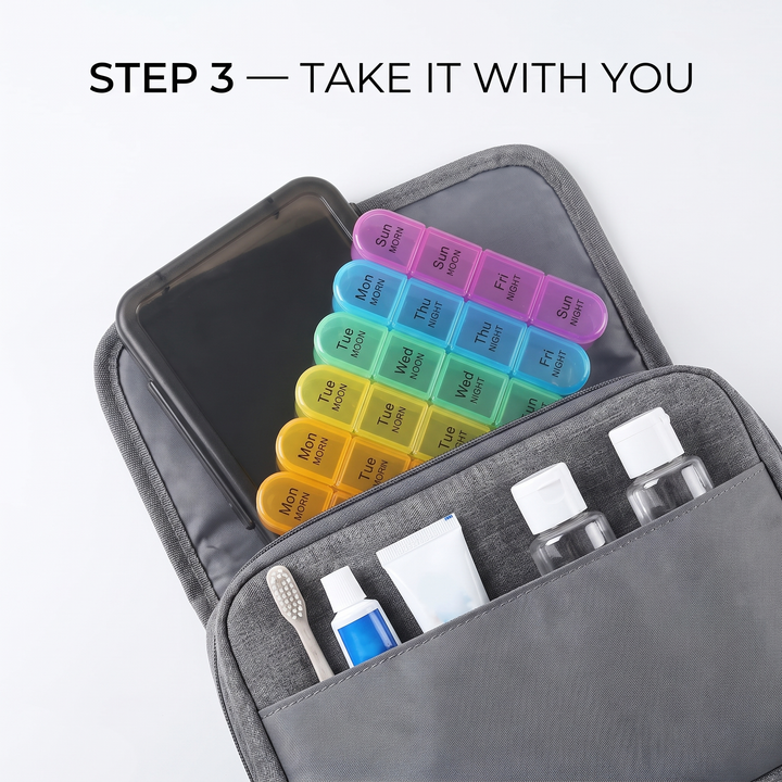 How to use: pack the weekly pill organizer for travel