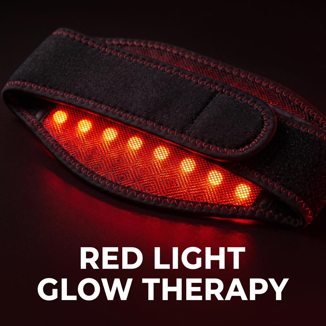 Red light glow therapy neck wrap close-up