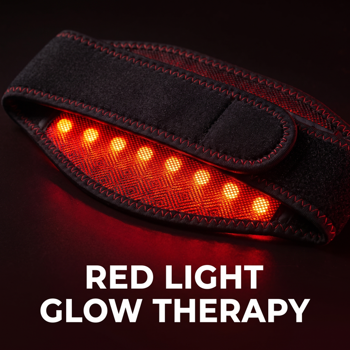 Red light glow therapy neck wrap close-up