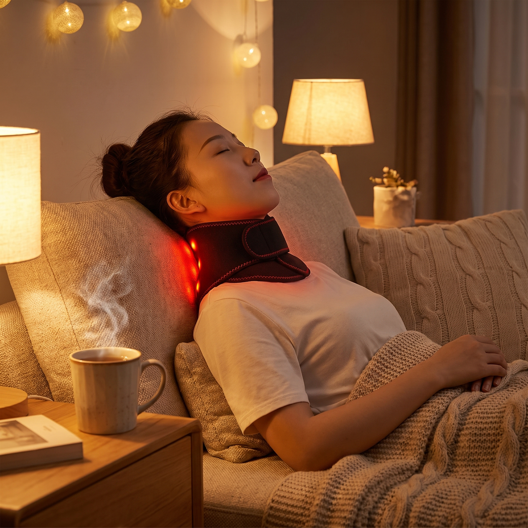 Evening relaxation neck wrap on the couch
