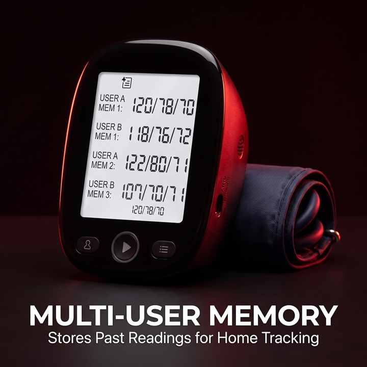 Multi-user memory storage for home blood pressure tracking