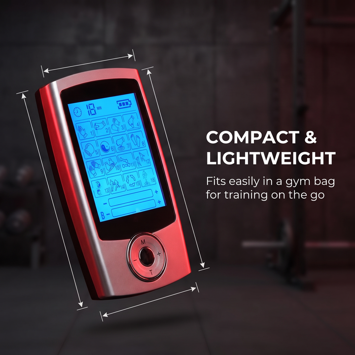 Compact lightweight EMS TENS muscle stimulator controller
