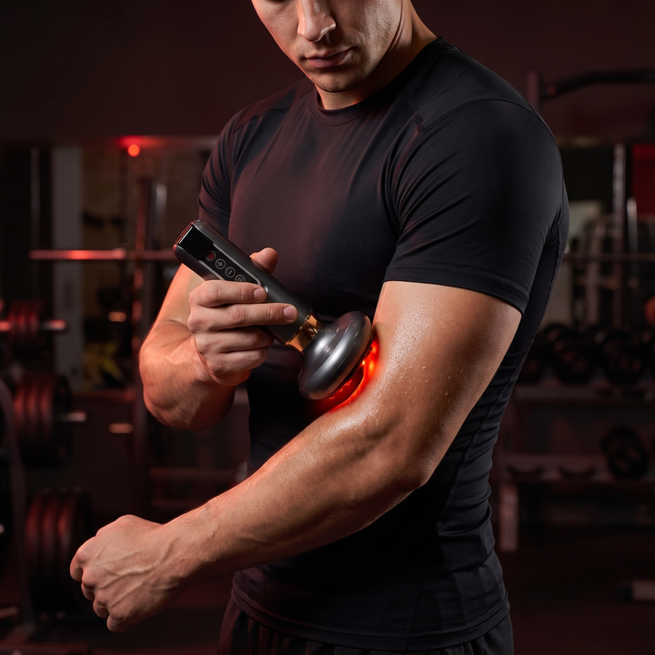 Forearm and bicep muscle recovery after training with vacuum massager