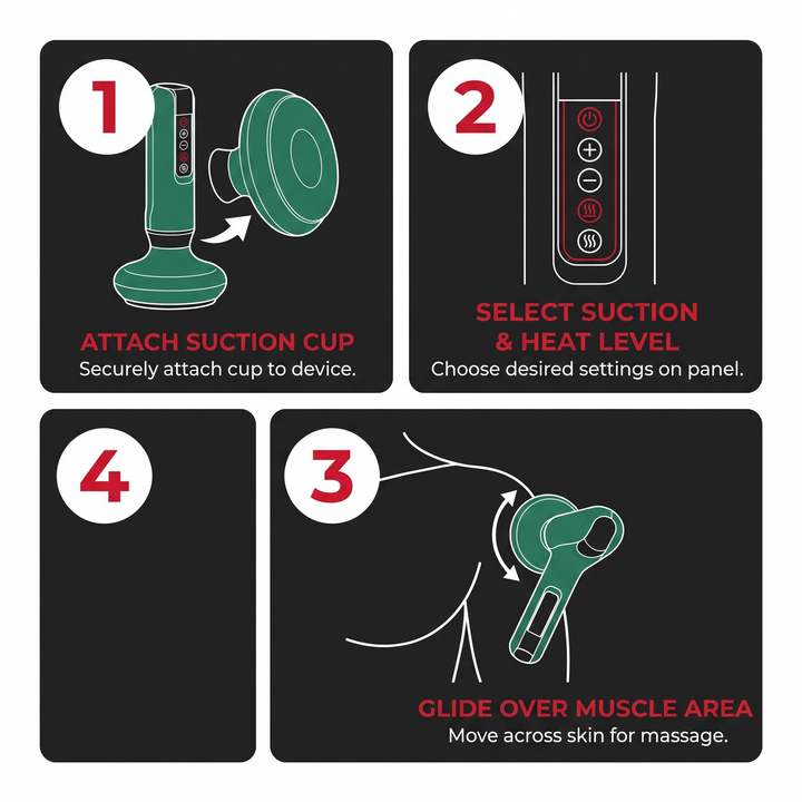 How to use the vacuum suction massager, 3 step guide
